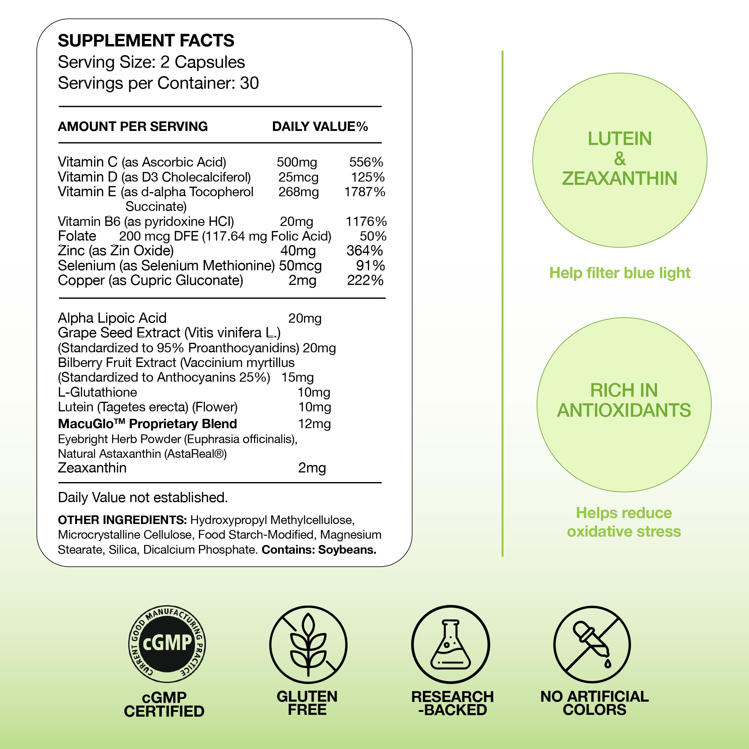 Bilberry alongside other eye nutrients used in EyeScience formula