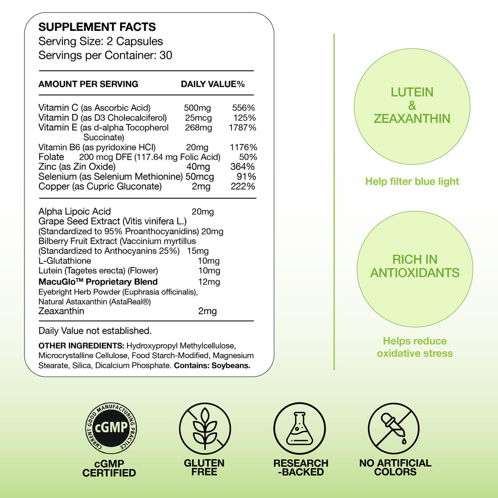 Bilberry alongside other eye nutrients used in EyeScience formula