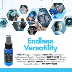Eyewear and sunglasses being cleaned with fog-free spray