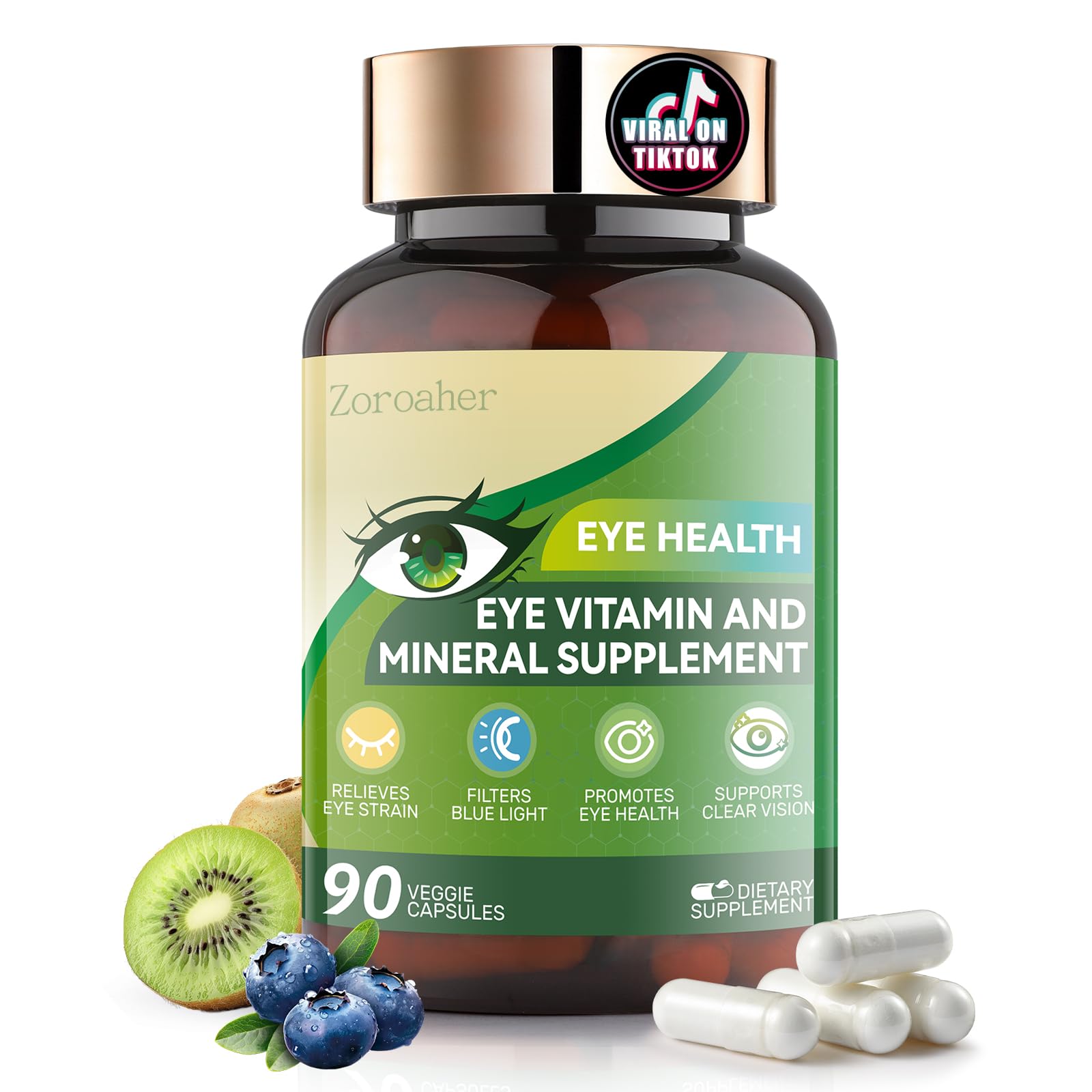 Advanced Eye Vitamins bottle with Lutein and Zeaxanthin label