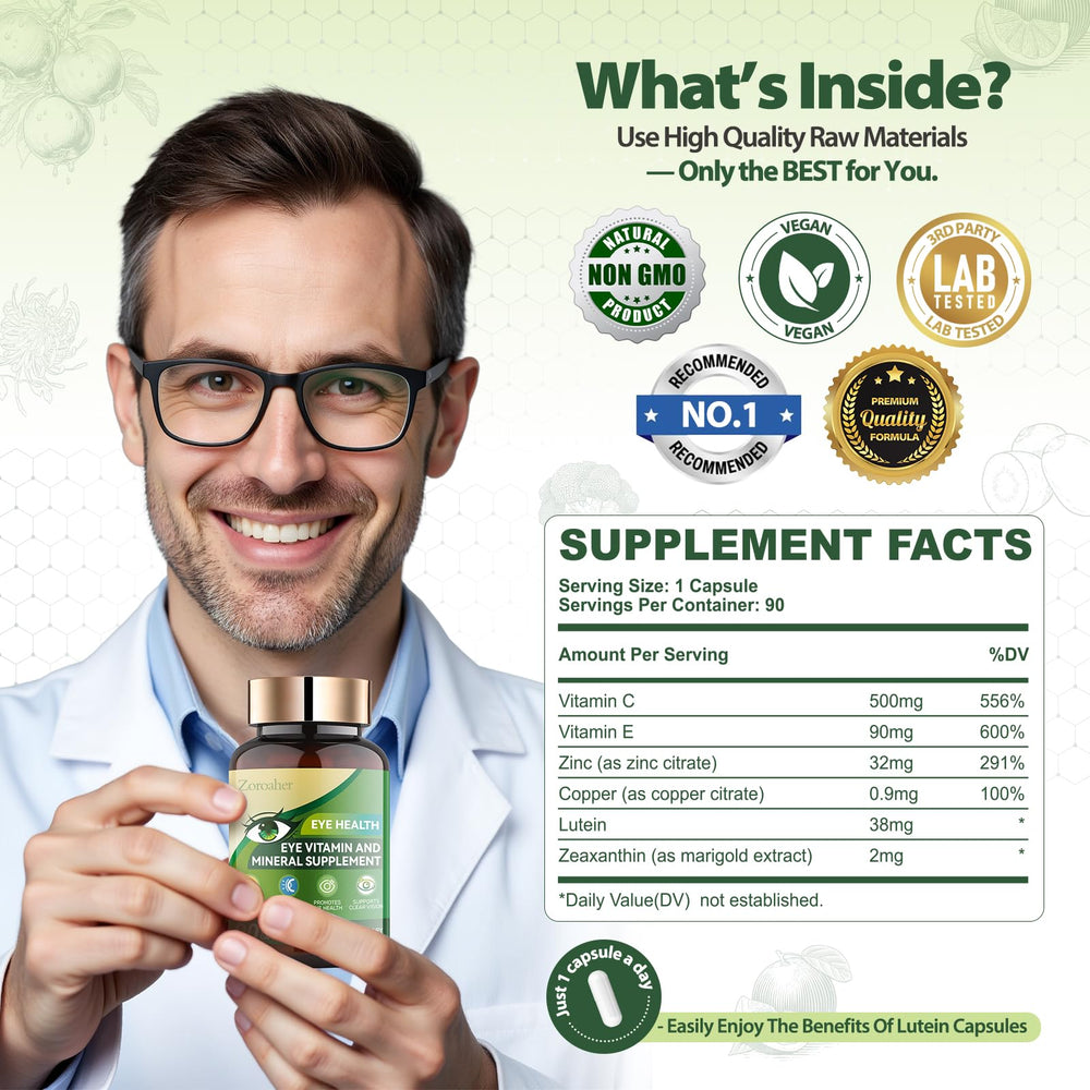 Close-up of Lutein and Zeaxanthin capsules