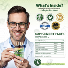 Close-up of Lutein and Zeaxanthin capsules