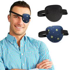 Two-piece eye patches in black with stars - front view