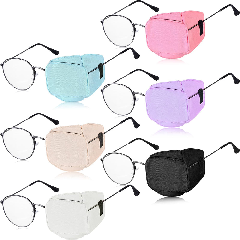 Six-color eye patch set for glasses in pink, skin, purple, white, black, blue