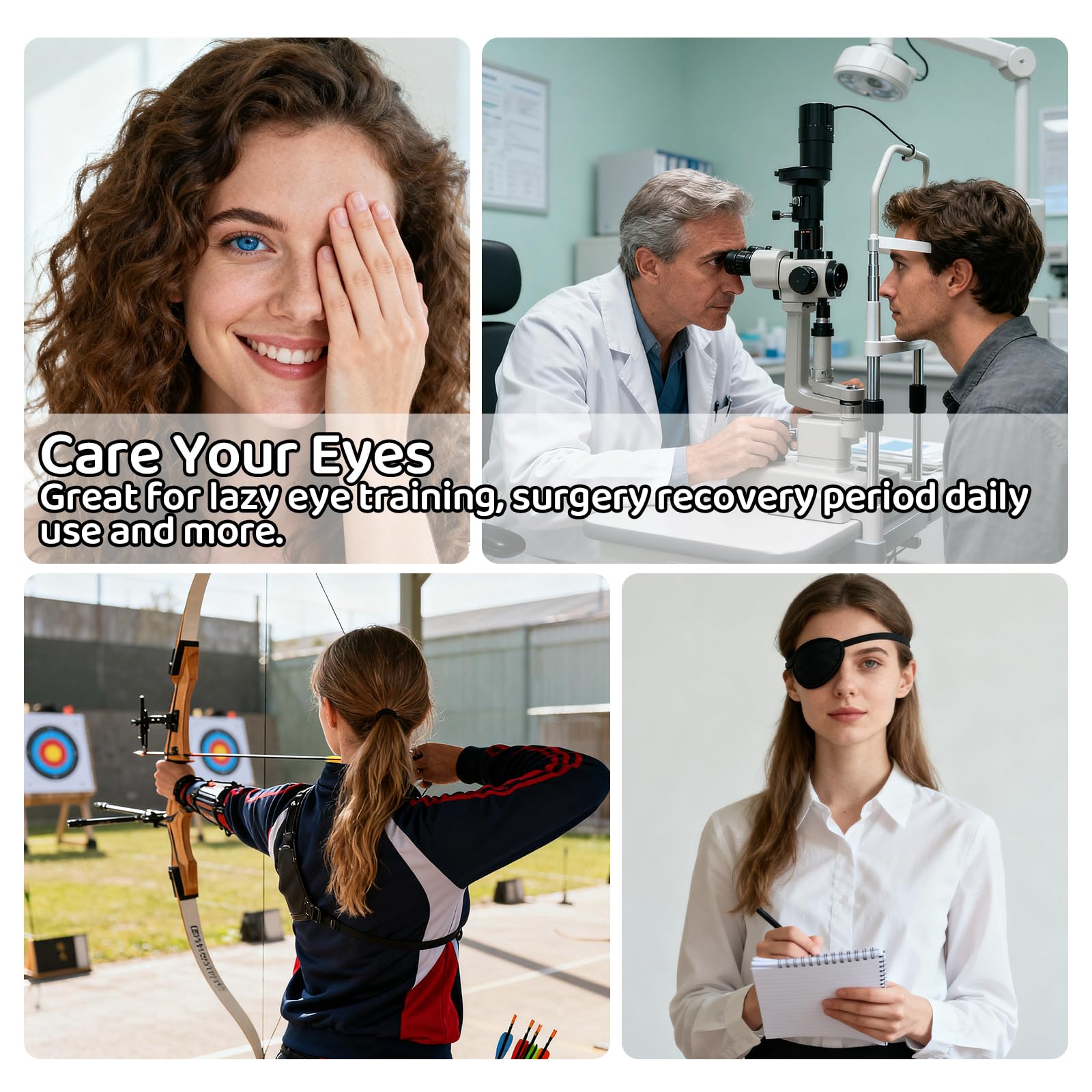 Multi-purpose eye patches suitable for therapy, cosplay, photoshoots and performances