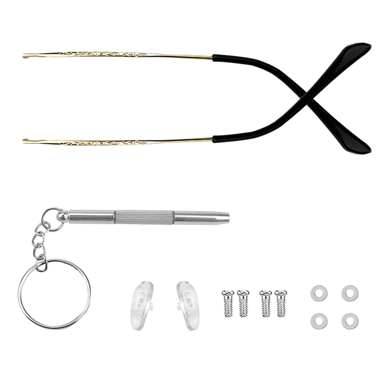 Gold metal eyeglass replacement arm - front view