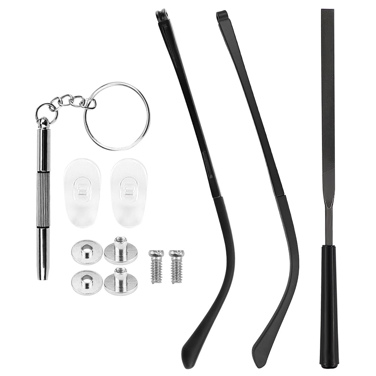 Metal eyeglasses replacement arm kit with screwdriver