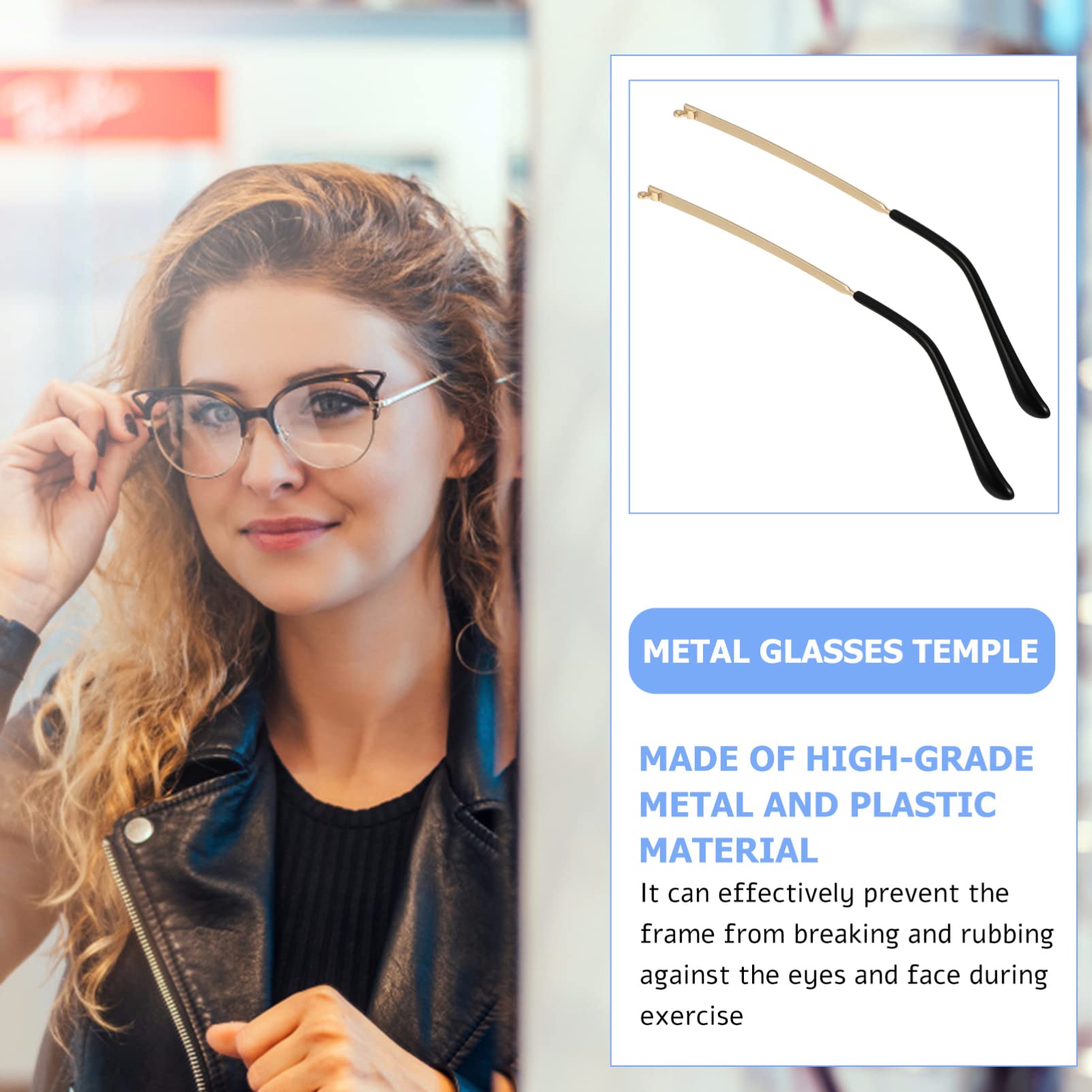 Pair of replacement arms for eyewear in golden finish