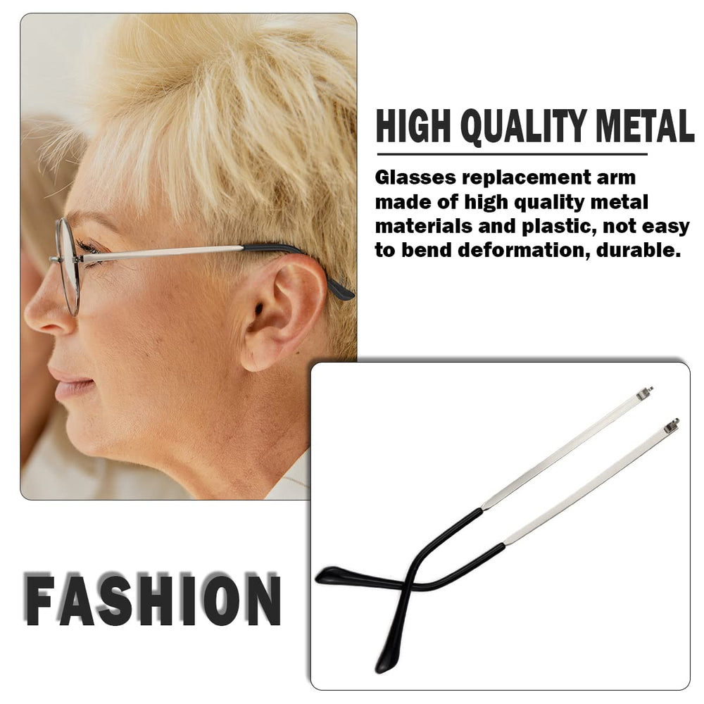 Slim lightweight metal and plastic eyeglass arm
