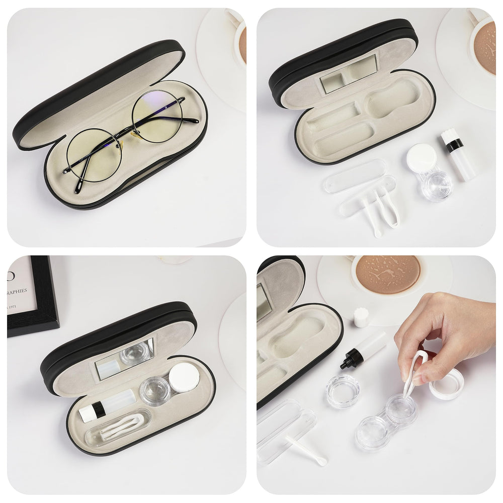 One compact 2-in-1 storage for glasses and lenses, portable for daily use