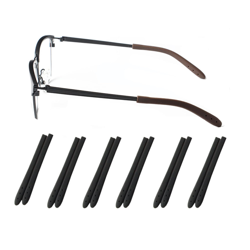 UPIONIC Eyeglass End Tips - Anti-Slip Soft Silicone Replacements for thin metal temples, Black