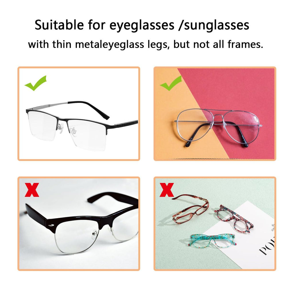 Close-up of anti-slip silicone eyeglass end tips for thin metal temples