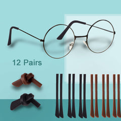 Brown silicone anti-slip eyeglass end tip on frame