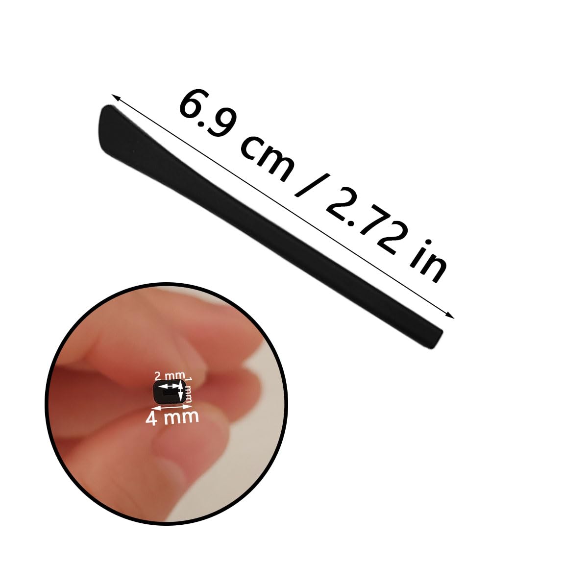 Elastic eyeglass end tips designed for 1.0–1.5 mm temples