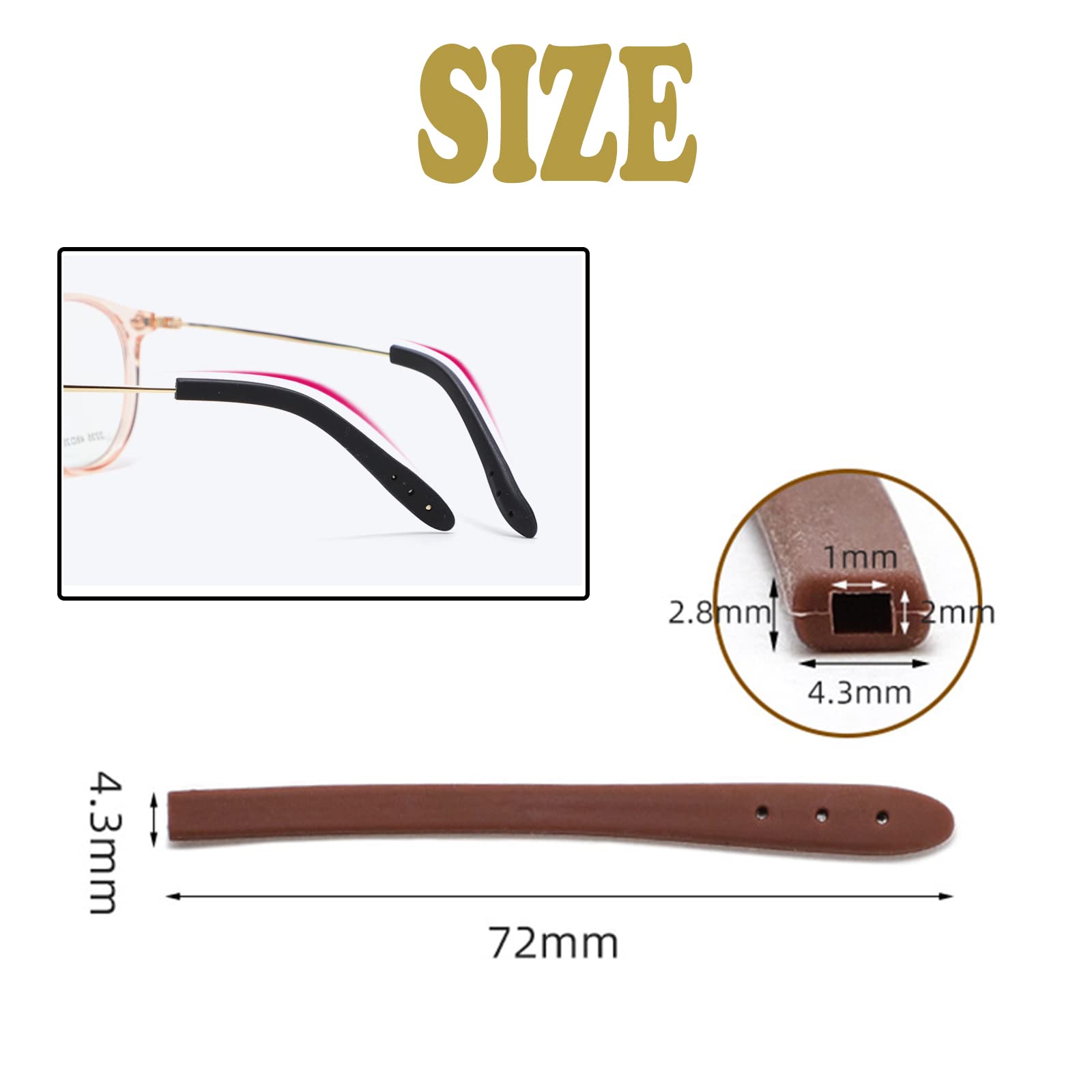 Anti-slip eyeglass end tips improving grip on glasses