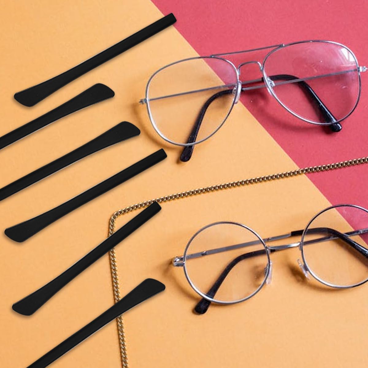Sleek silicone design to protect thin metal eyeglass temples