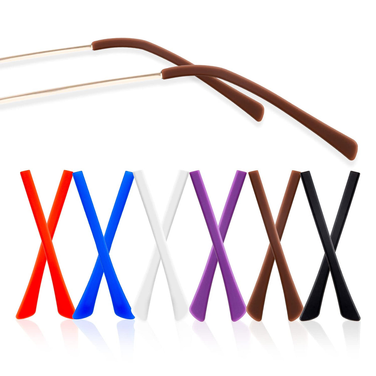 Black silicone anti-slip eyeglass end tips for thin wire frames