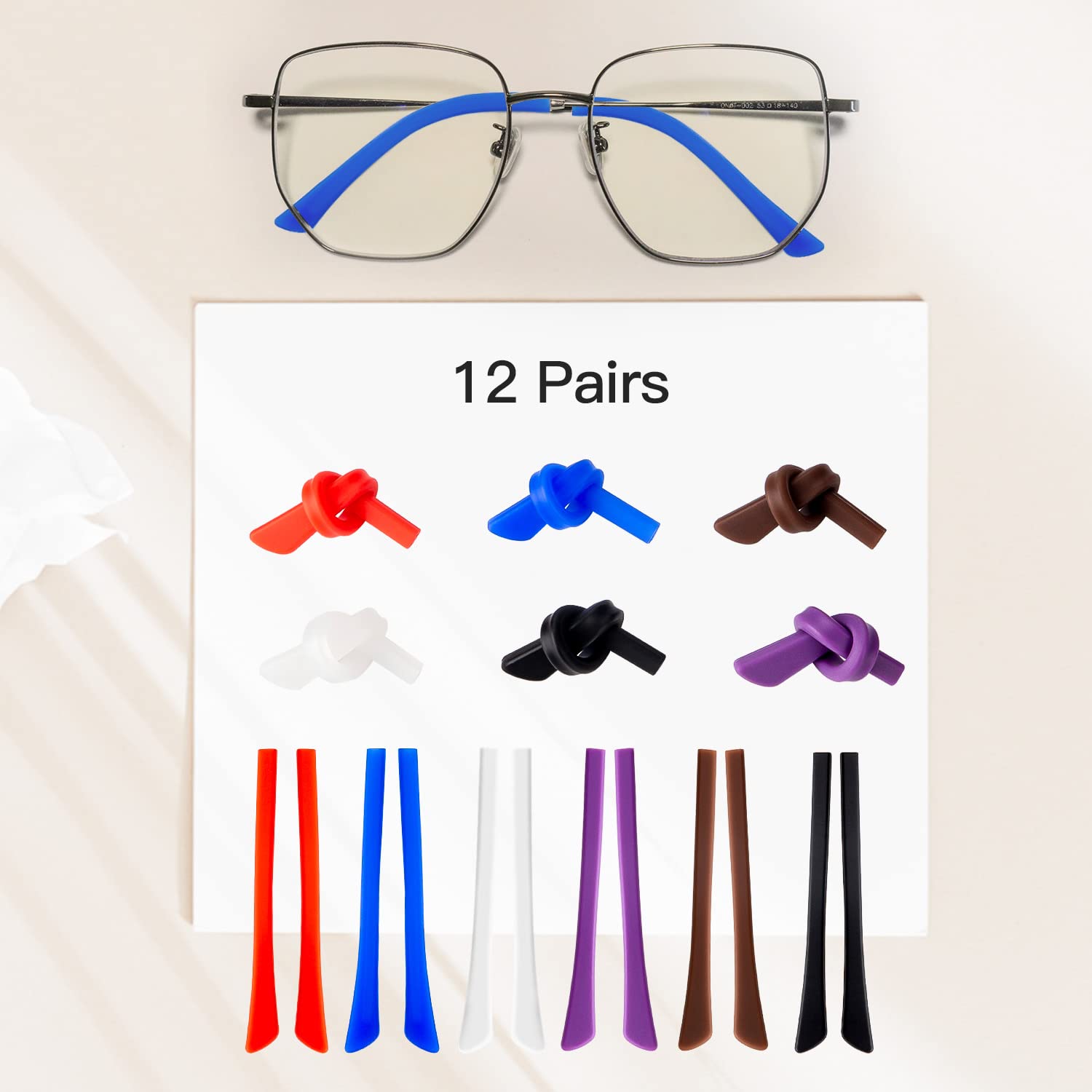 Gold silicone anti-slip eyeglass end tips for thin wire frames
