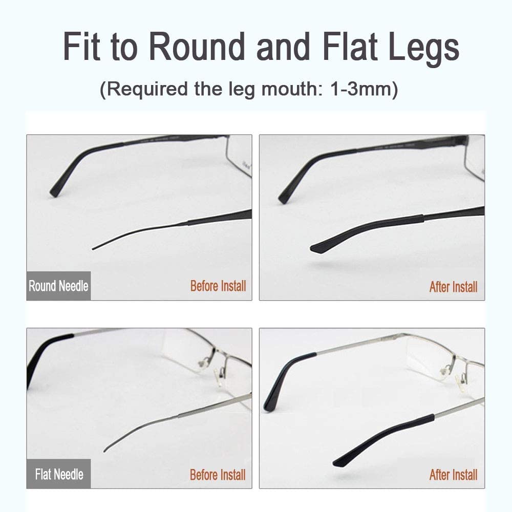 Red silicone anti-slip eyeglass end tips for thin wire frames