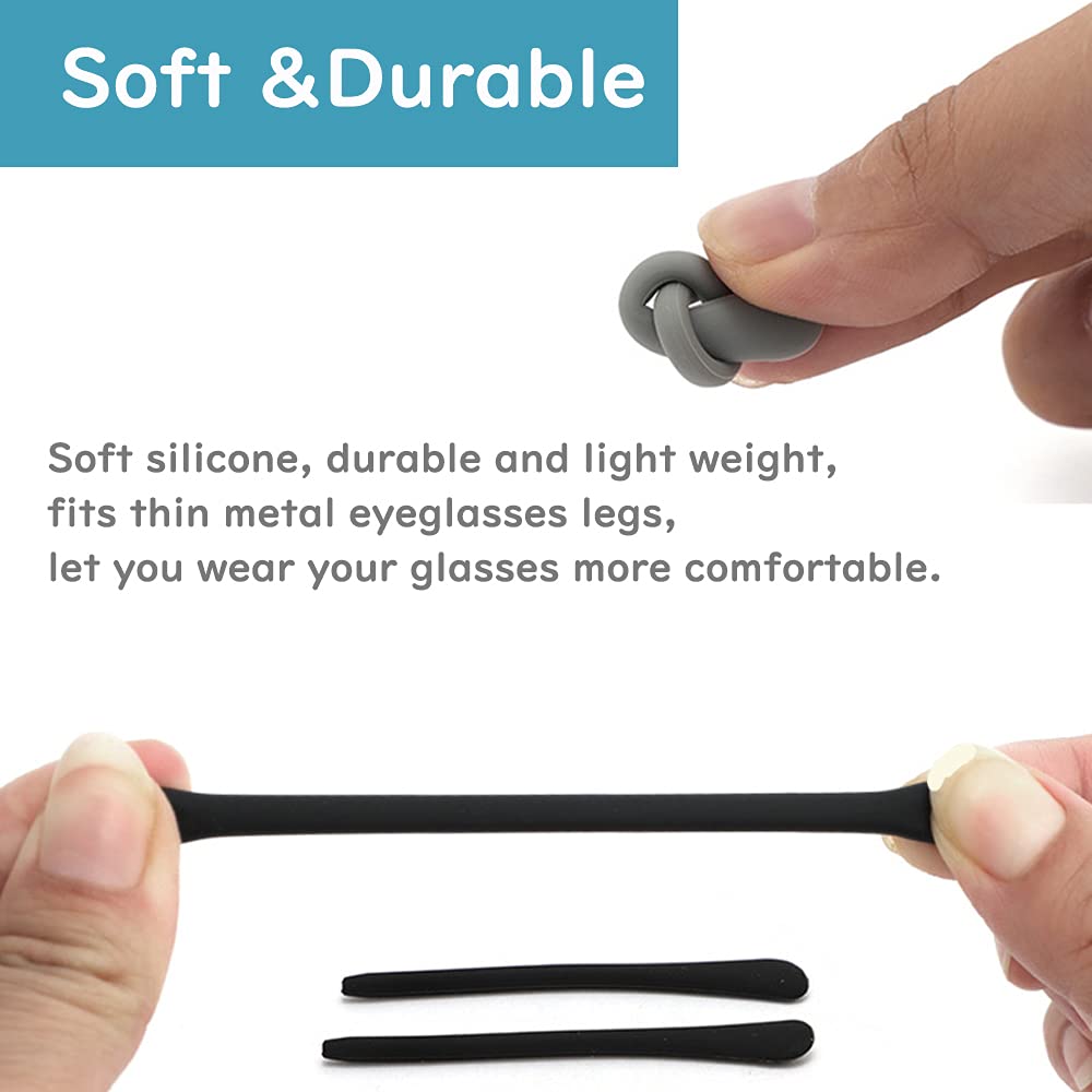 Close-up of black and red eyeglass end tips