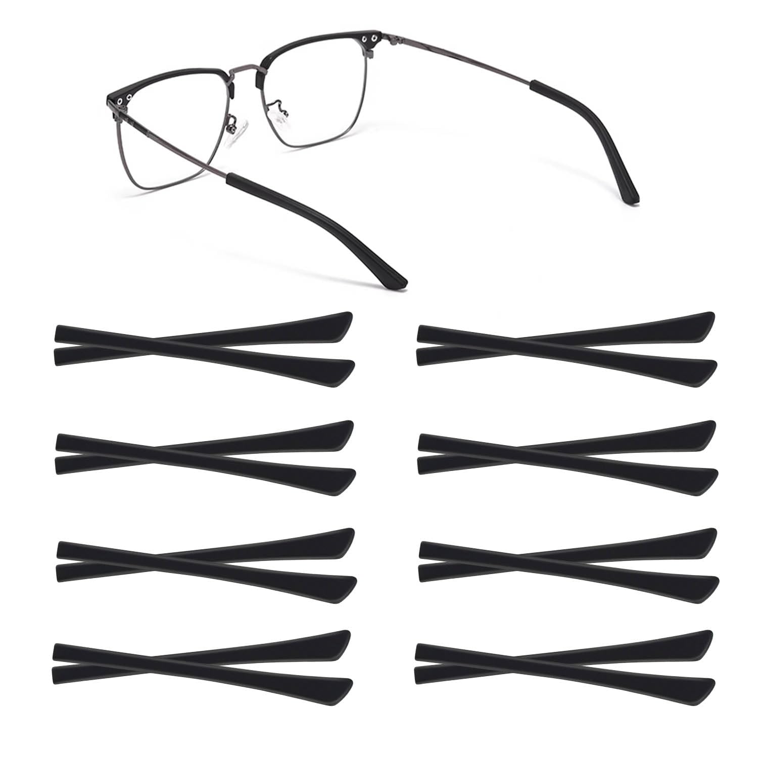 8 pairs of black silicone eyeglass end tips for replacement