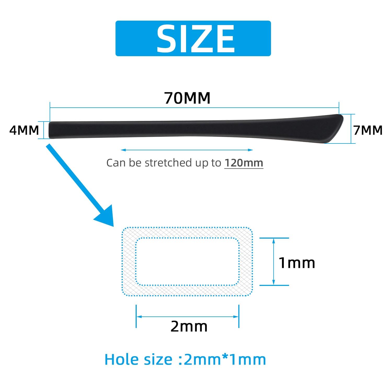 Compatible with sunglasses and eyeglasses with thin metal legs