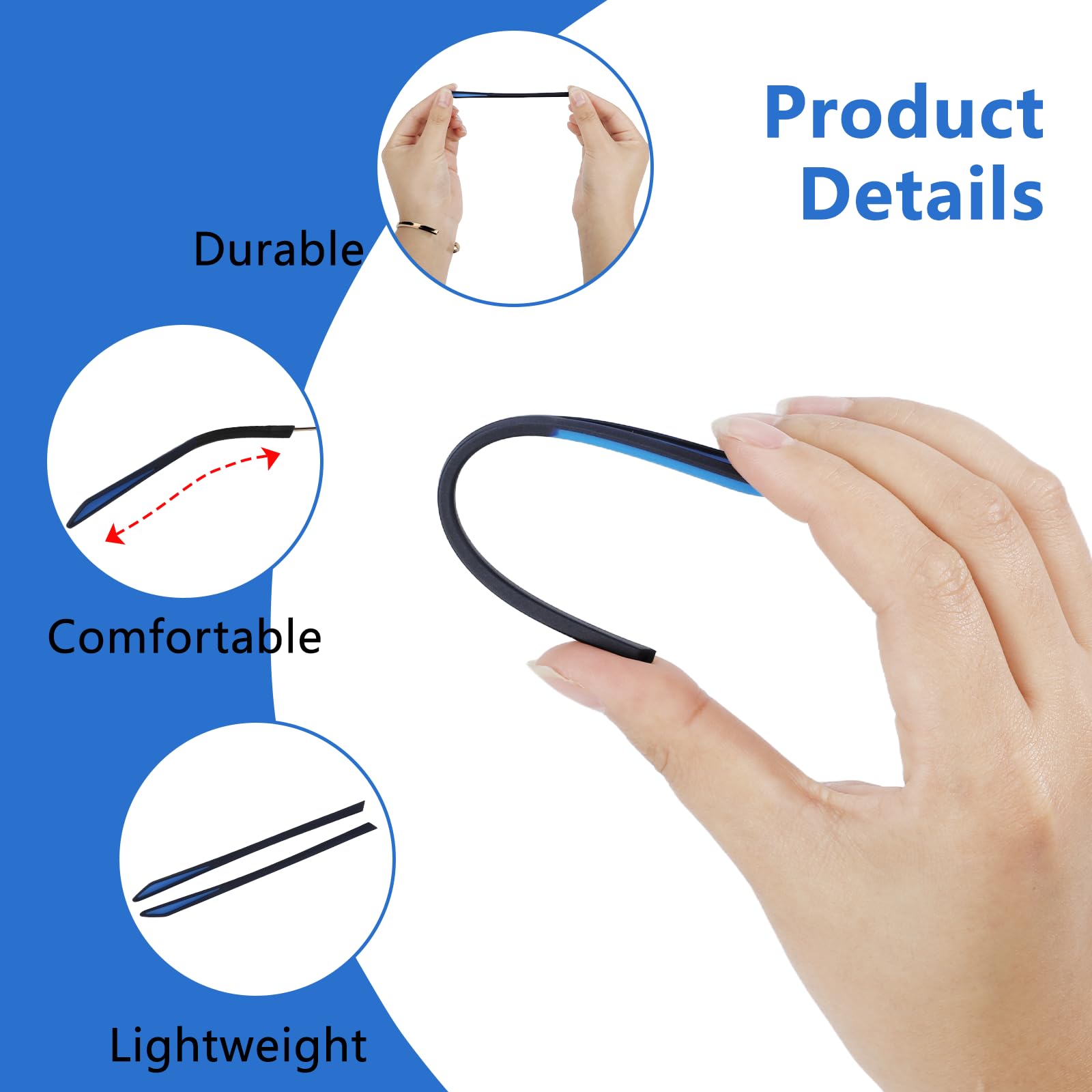 Set of five anti-slip silicone eyeglass end tips