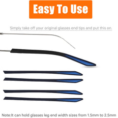 Thin metal temple with silicone end tip attached