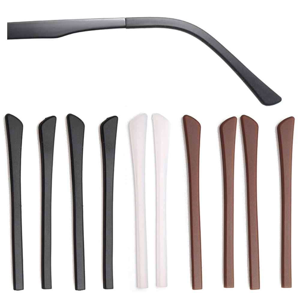 Close-up of black anti-slip silicone eyeglass end tip