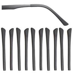 Five pairs of black silicone eyeglass end tips for flat metal legs