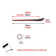 Packaging showing two pairs of eyeglass end tips