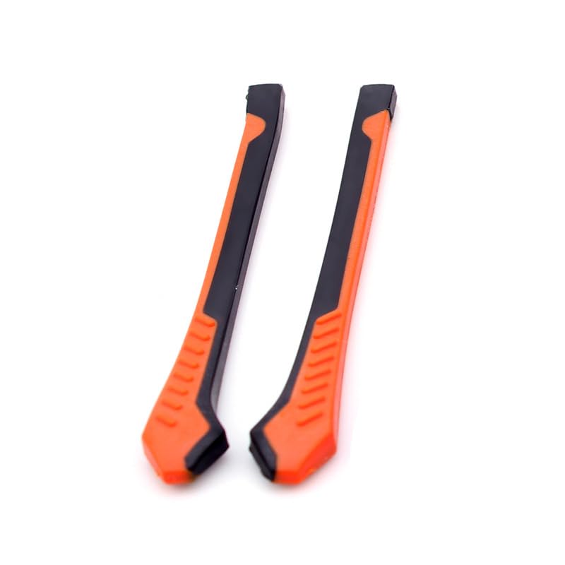 Close-up of anti-slip orange eyeglass end tip