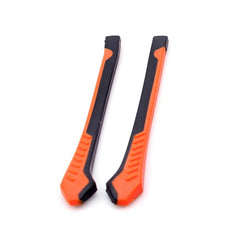 Close-up of anti-slip orange eyeglass end tip