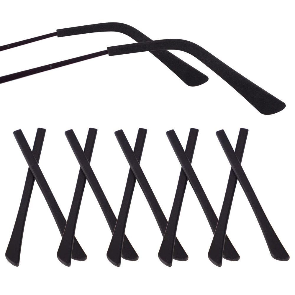 Close-up of black silicone eyeglass end tip