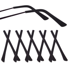 Close-up of black silicone eyeglass end tip