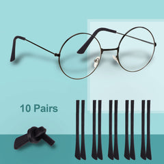 End tips mounted on a wireframe eyeglass leg