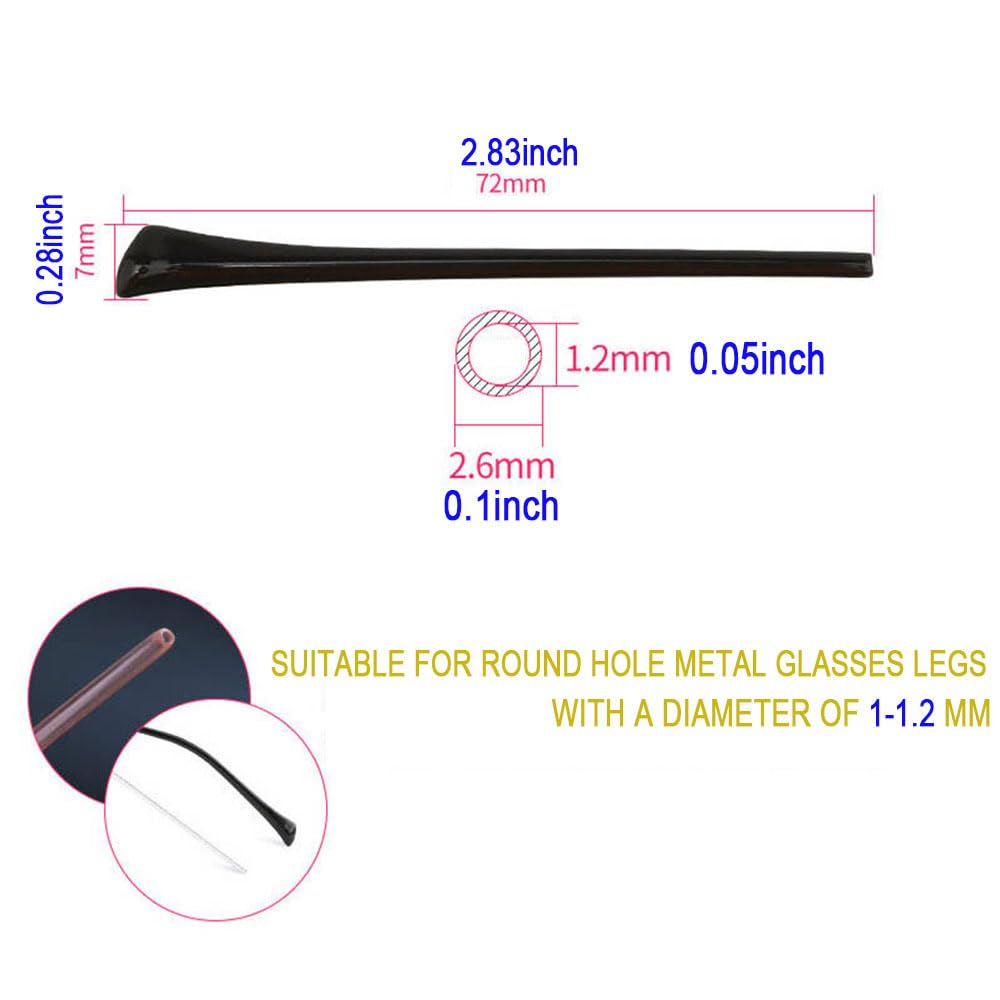 Black silicone eyeglass end tip ear sock for thin metal frames - pair 2