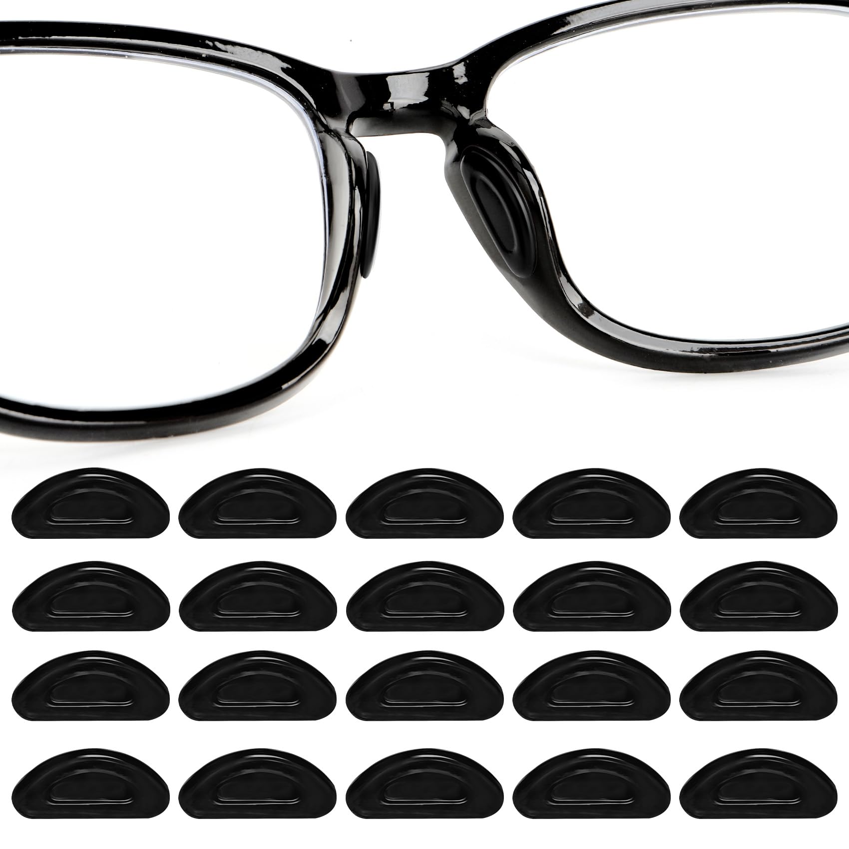 Black eyeglass nose pads 0.28 x 0.59 inches (0.7 x 1.5 cm) 1 mm thick