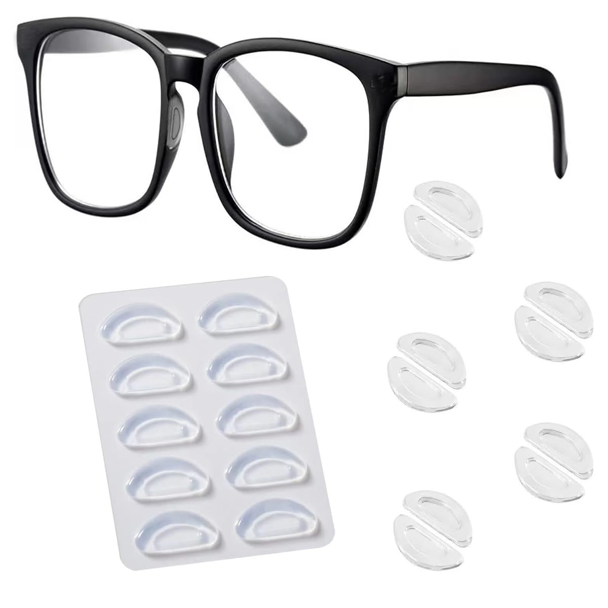 Clear eyeglass nose pads featuring air bag design