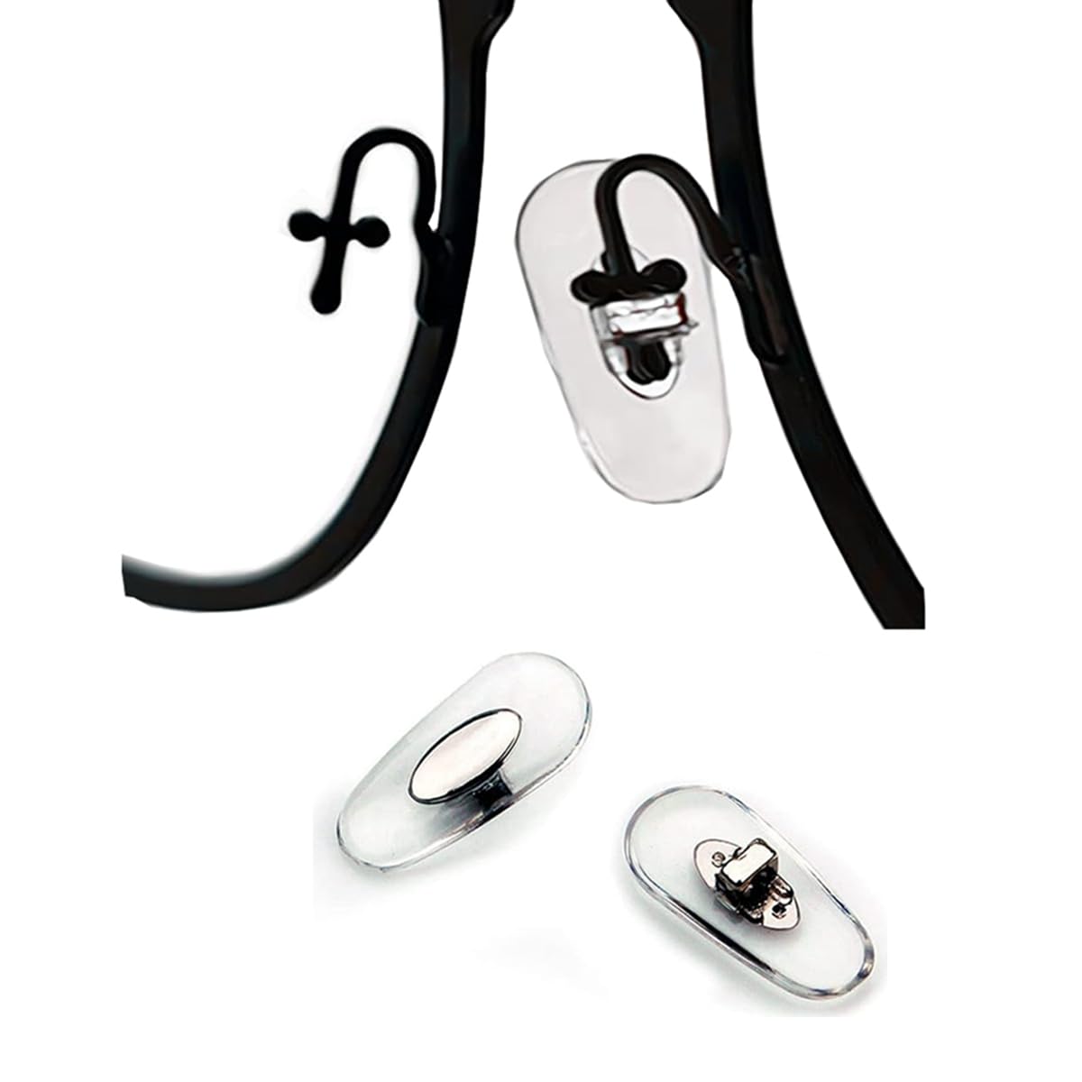 Eyeglass replacement nose pads close-up