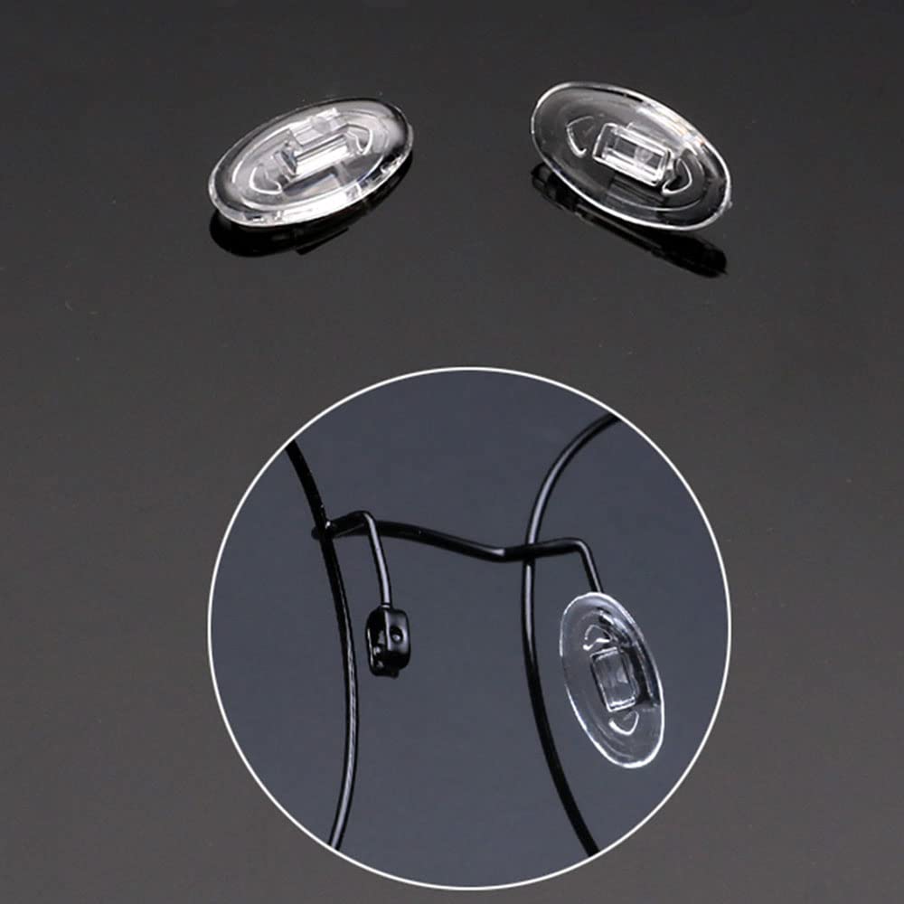 Nose pads 13mm x 7mm silicone push-in for glasses - 5 pairs, front view