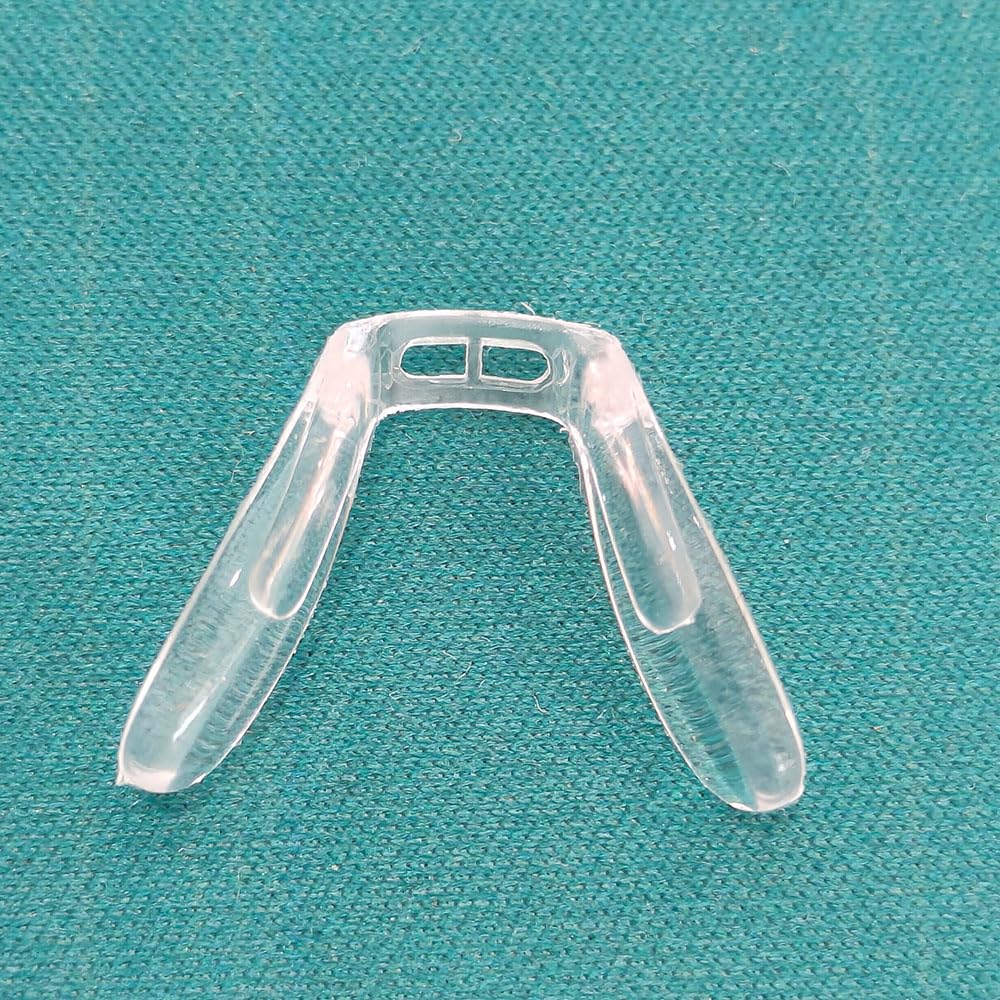 Close-up of silicone saddle bridge nose pad for eyeglasses
