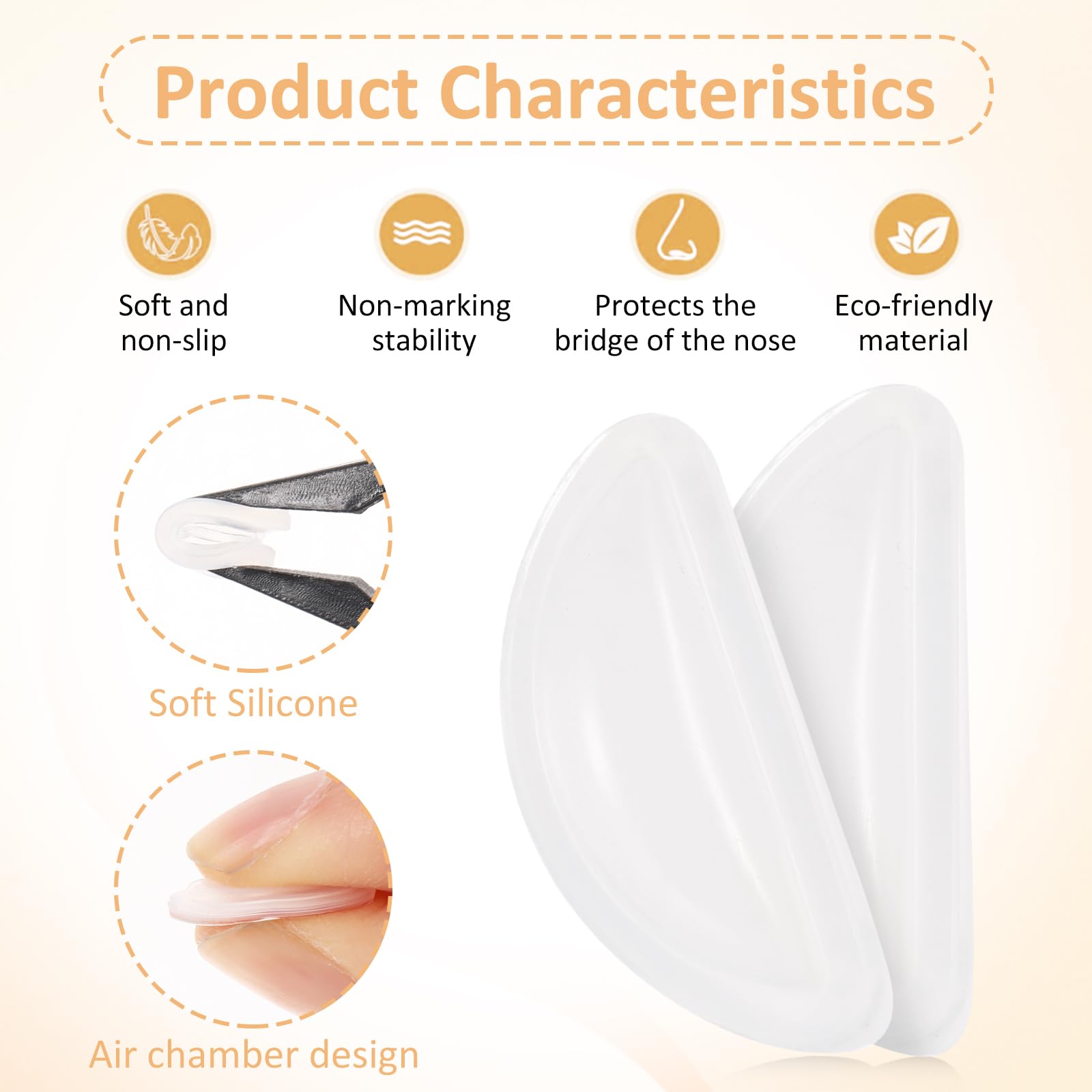 Close-up of 3.5mm clear silicone nose pad