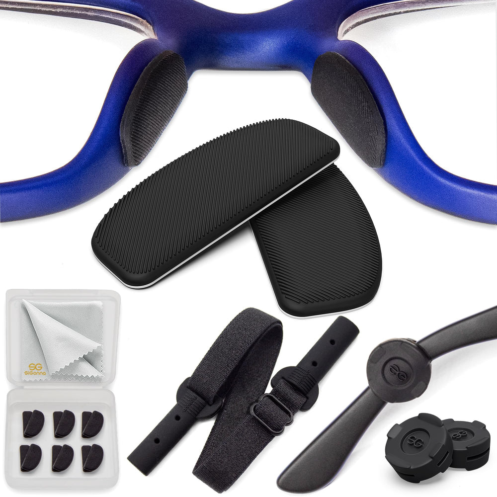 Six pairs of 1mm black adhesive silicone eyeglass nose pads