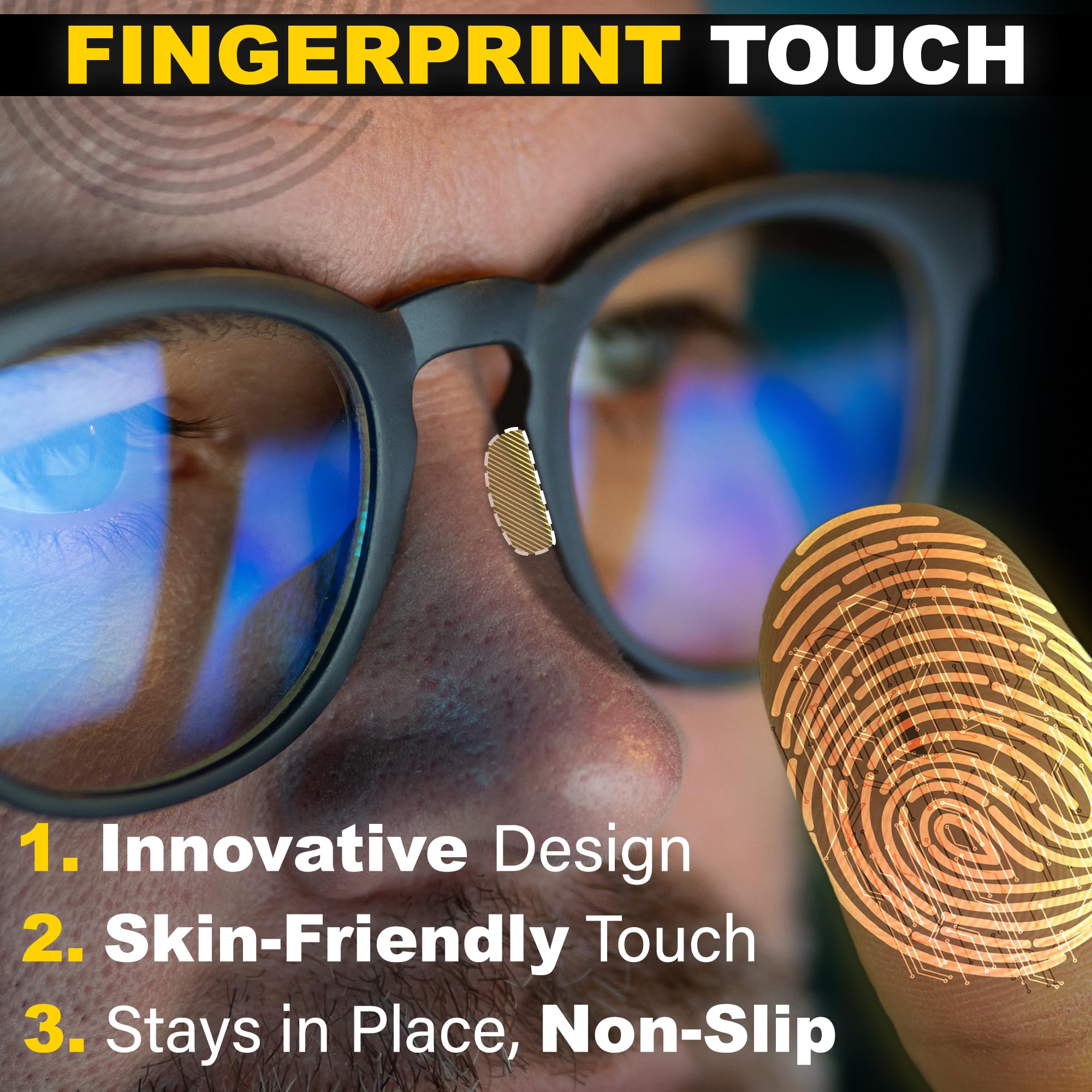 Close-up of black 1mm silicone nose pad for glasses