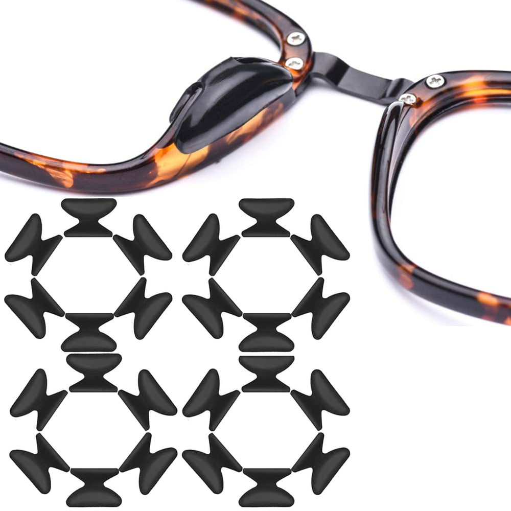 Black adhesive silicone eyeglass nose pads for plastic frames (1.8mm).