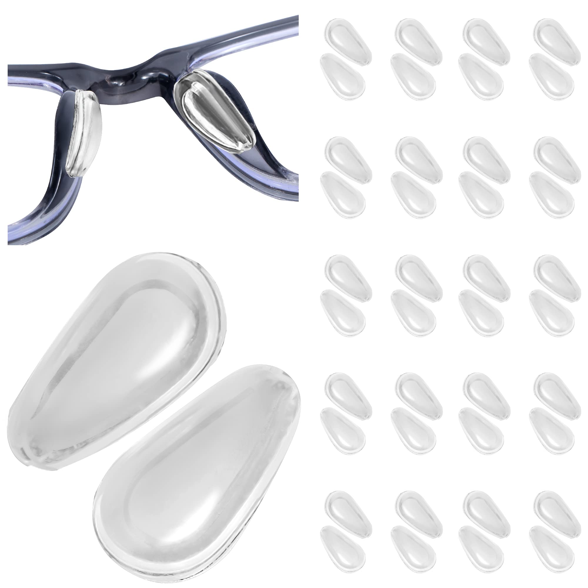 Front view of Eyeglass Nose Pads with air chamber in clear color