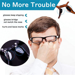 Close-up of air bag nose pads installed on glasses