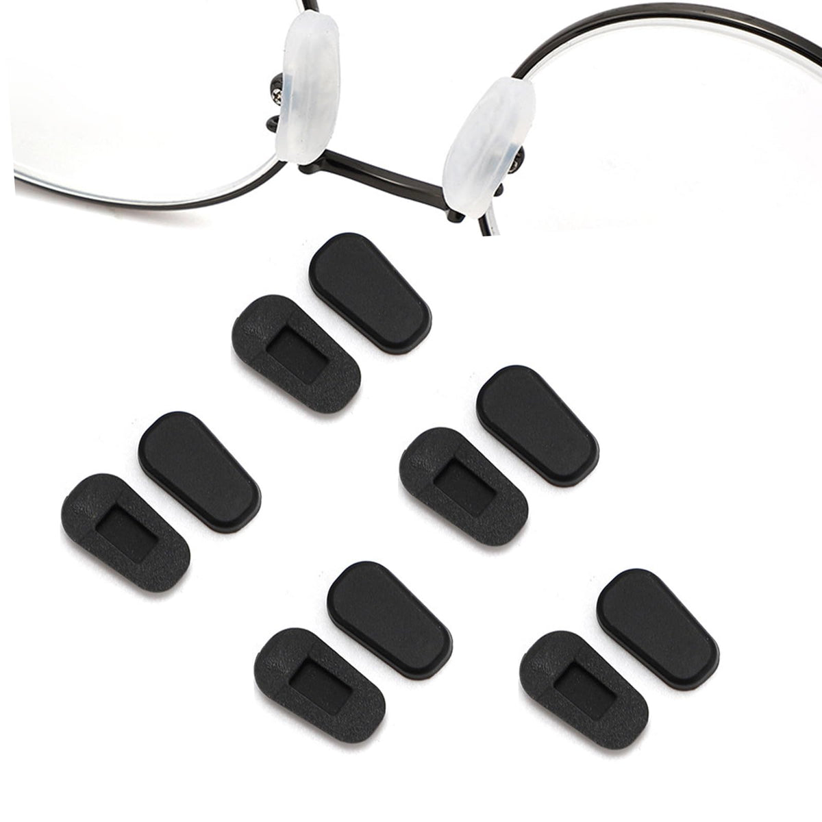 Black slip-on silicone eyeglass nose pads covers - front view