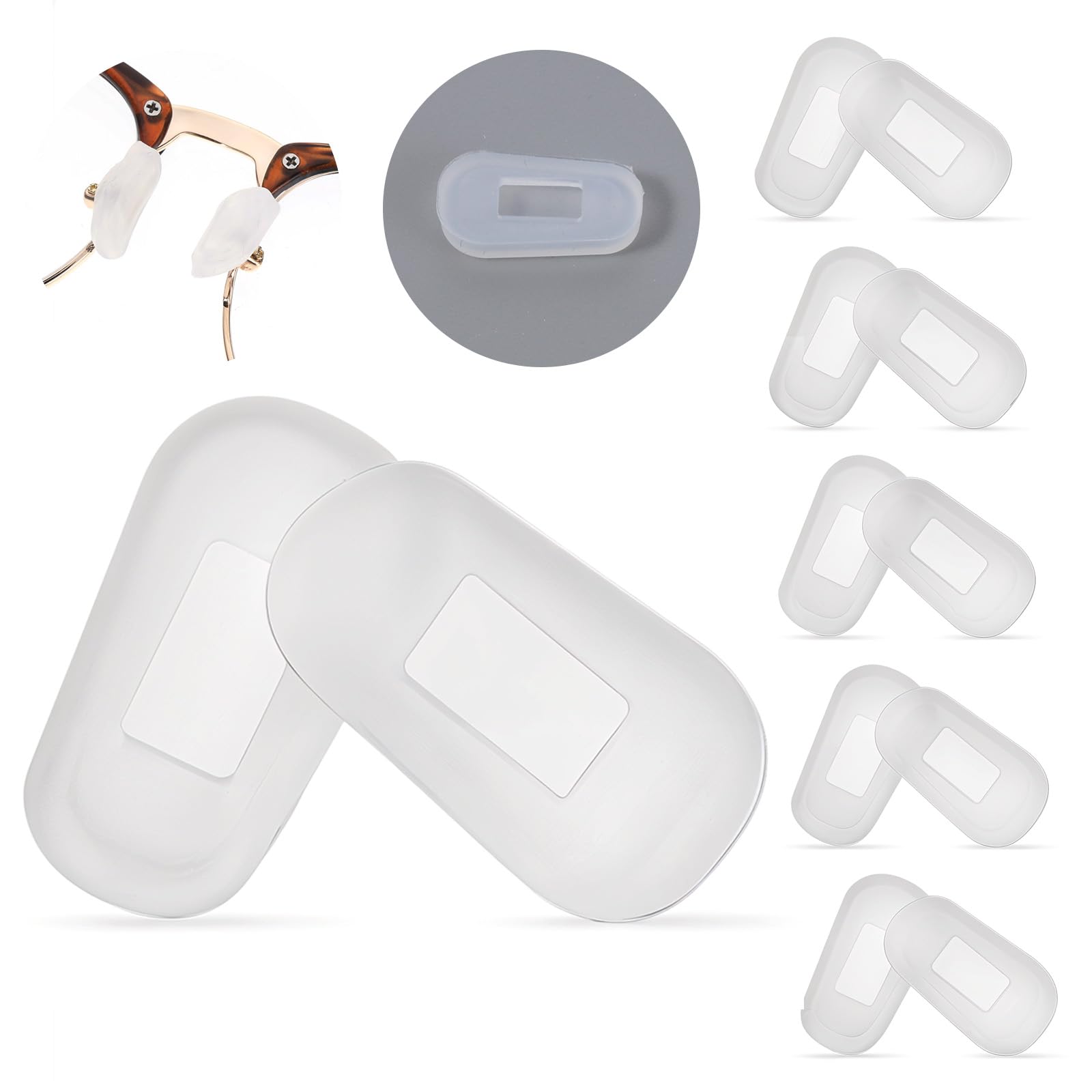 White silicone eyeglass nose pads covers - front view